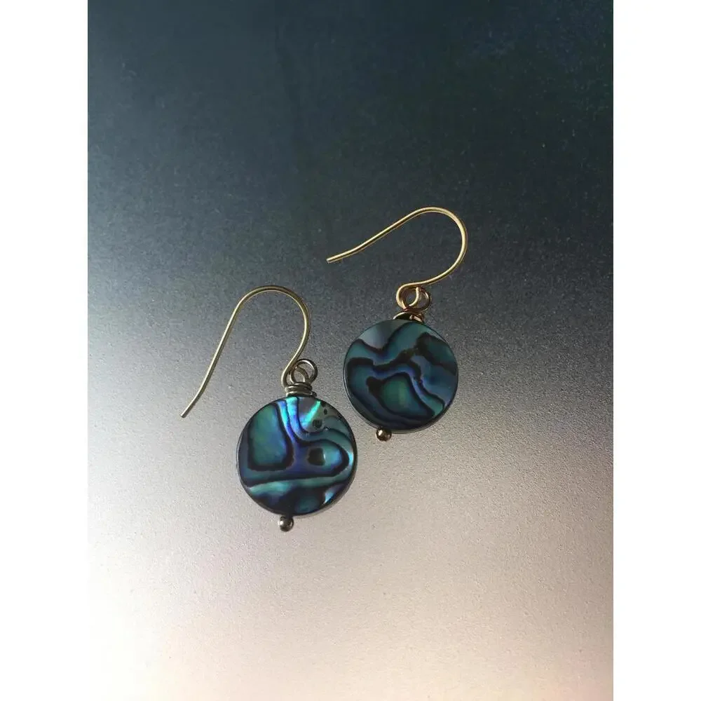 Abalone Coin Earrings - Picture 4 of 4